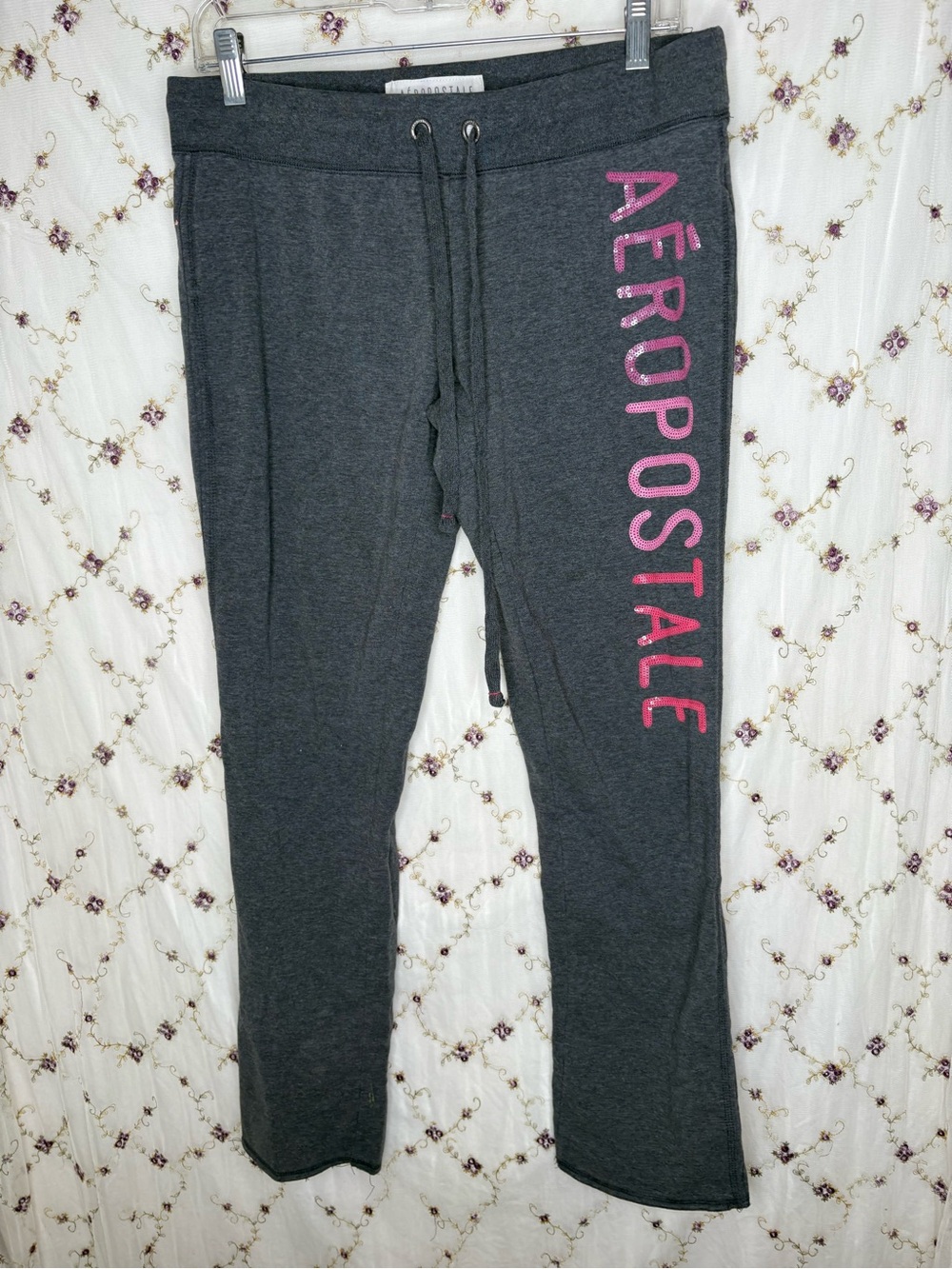 Aeropostale Charcoal Sweatpants with Pink Side Logo